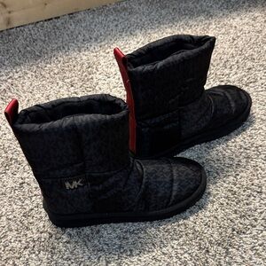Michael Kors Kids Black Boots with Red Accent